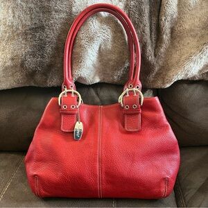 Vintage Red Leather Tignanello shoulder bag
